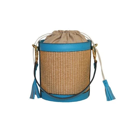 Colville Pudding Colour-Block Raffia Bucket Bag