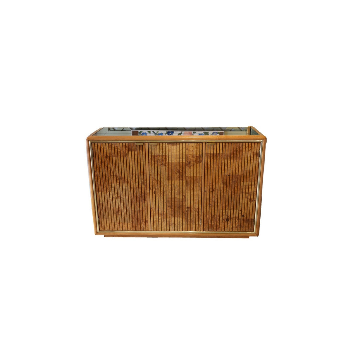 Vintage Fluted Burl Wood Buffet Console Dunbar Road