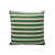 Pillow with green and blue stripes, piped in blue