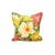 Pillow with tropical flowers and green leaves