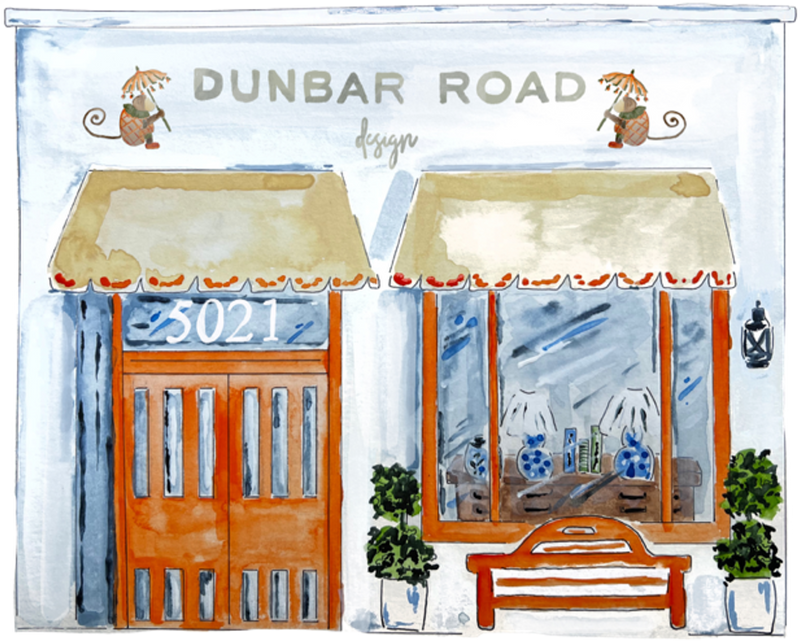 Watercolor illustration of Dunbar Road shop