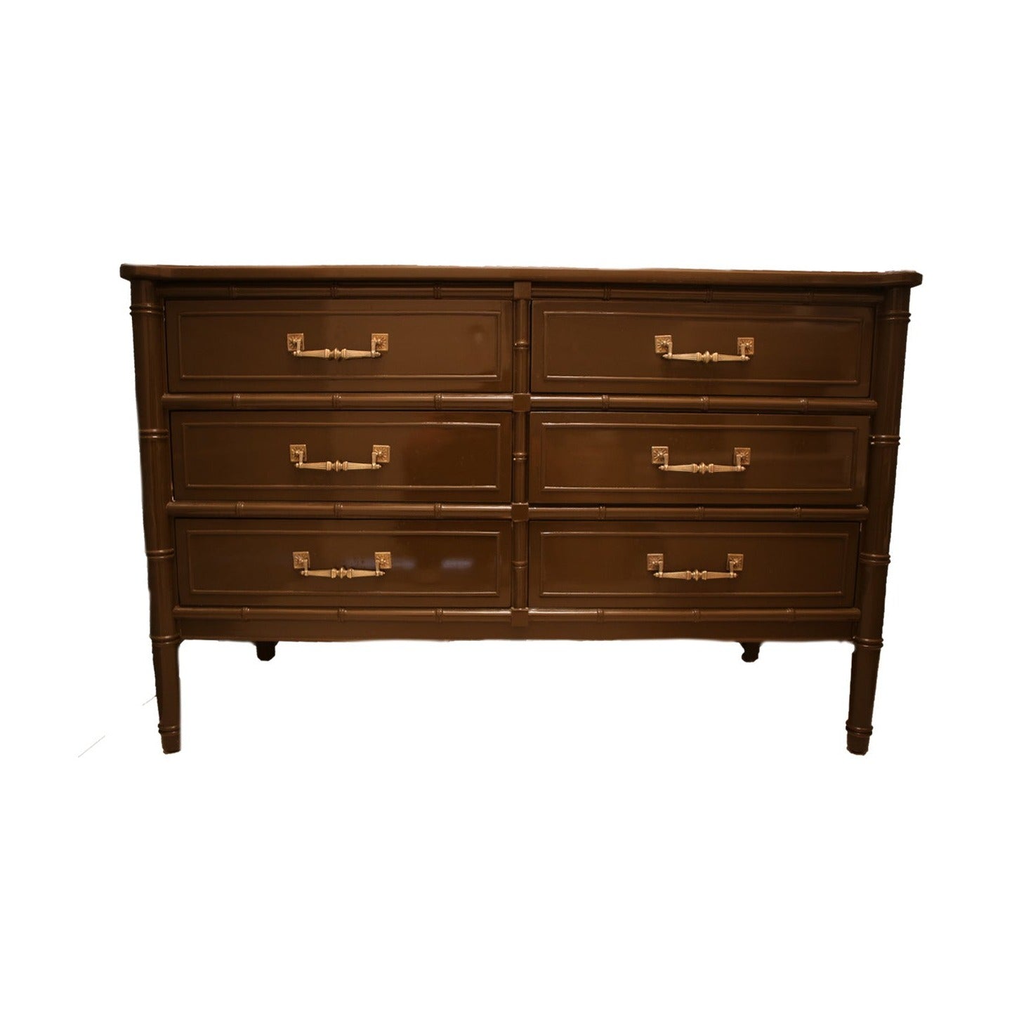 6-Drawer Brown Lacquered Bamboo Dresser – Dunbar Road