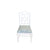 white bamboo detailed dining chair with custom blue fabric upholstered seat
